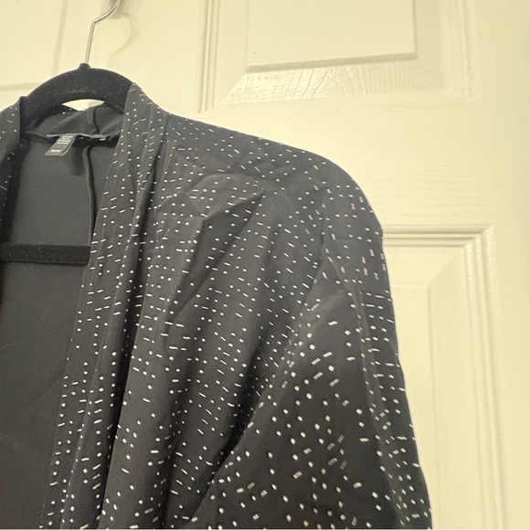 EILEEN FISHER Morse Code Black Belted Long Kimono Jacket Sz M - Picture 7 of 16